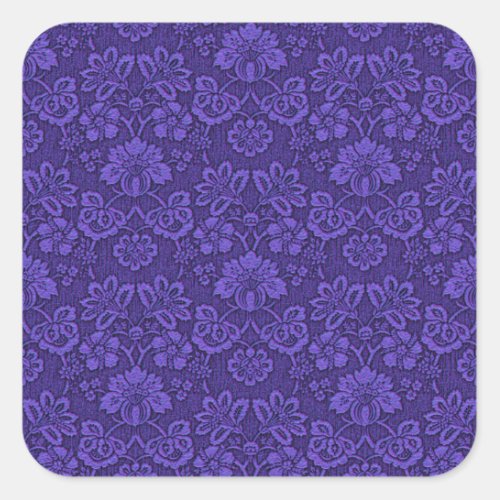 Vintage Victorian Indigo Damask Paisley Floral Square Sticker