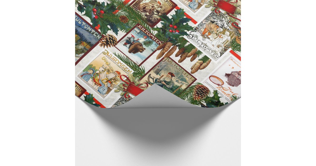 Vintage Victorian Jultomten Illustrations Wrapping Paper Zazzle