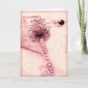 Vintage Victorian Key Steampunk Valentine's Day Holiday Card by gothicbusiness at Zazzle