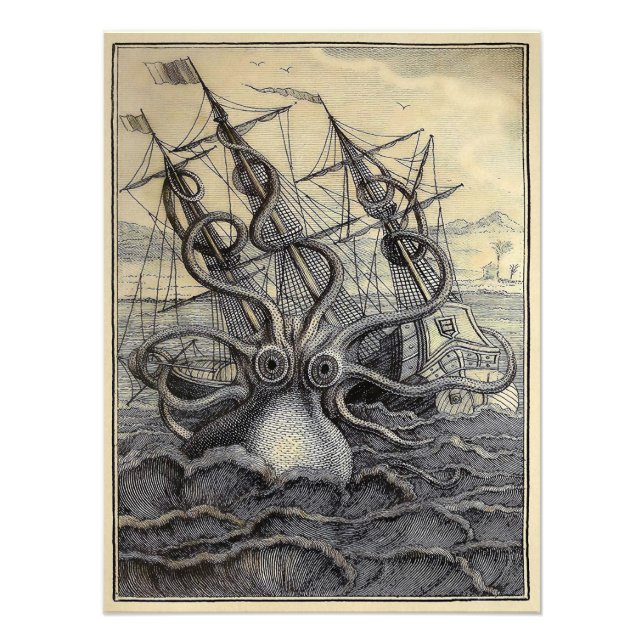 Vintage Victorian Kraken Poster (Front)