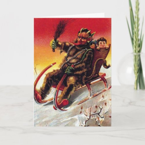 Vintage Victorian Krampus Christmas Card