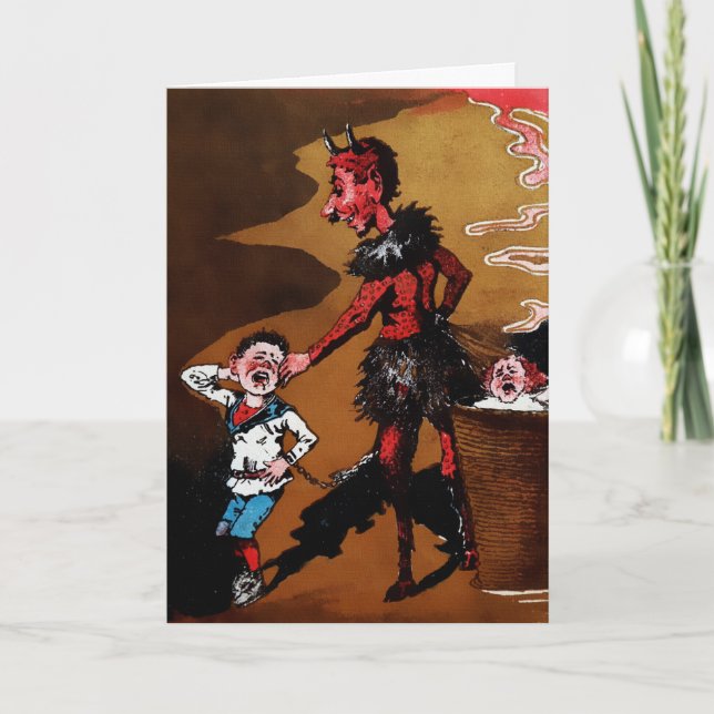 Vintage Victorian Krampus Christmas Card (Front)