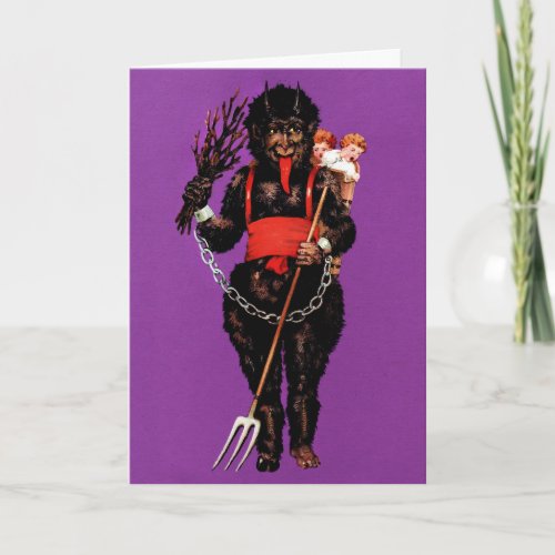 Vintage Victorian Krampus Christmas Card