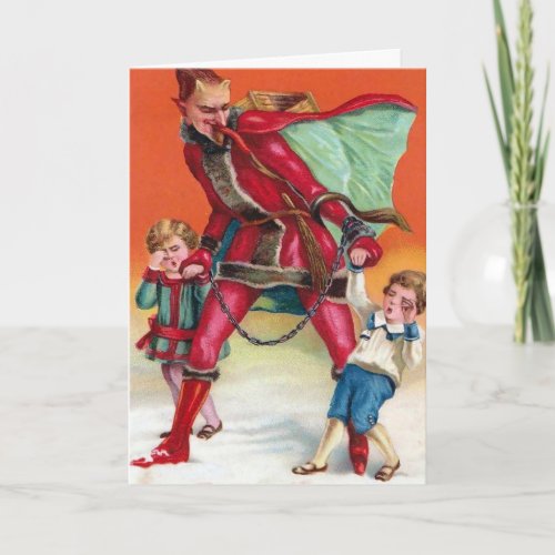 Vintage Victorian Krampus Christmas Card