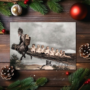 Vintage Victorian Krampus Christmas Card by LongToothed at Zazzle