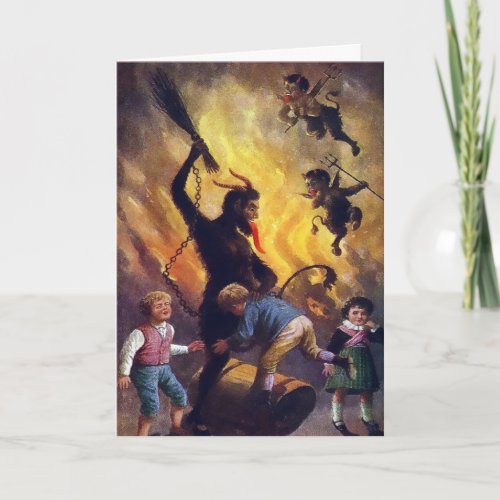 Vintage Victorian Krampus Christmas Card