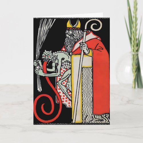 Vintage Victorian Krampus Christmas Card