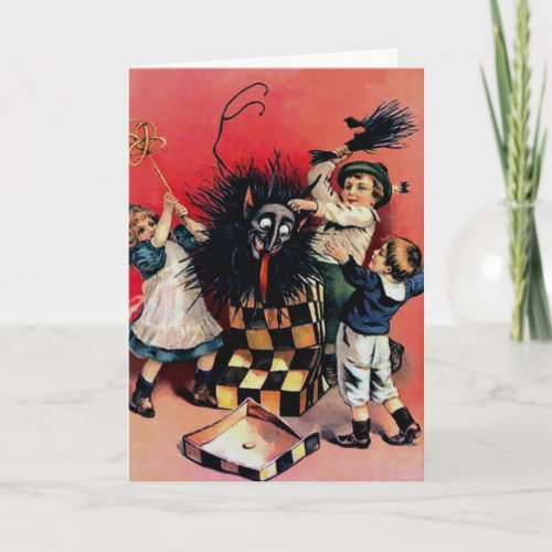 Vintage Victorian Krampus Christmas Card