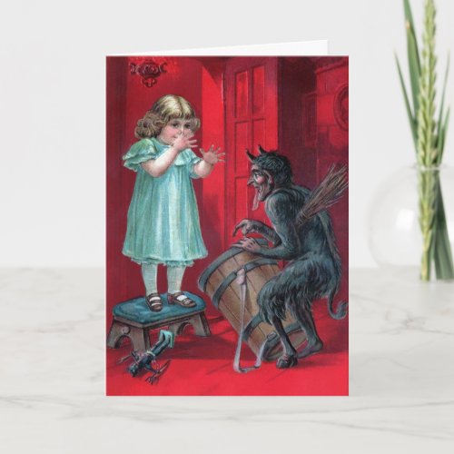 Vintage Victorian Krampus Christmas Card