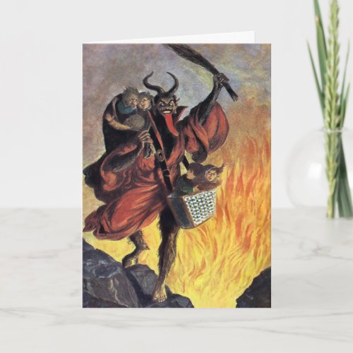 Vintage Victorian Krampus Christmas Card