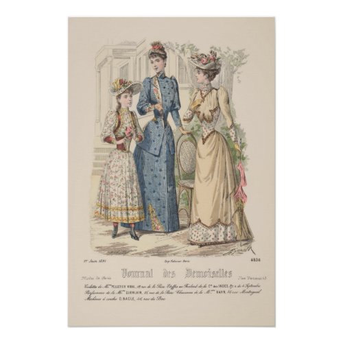 Vintage Victorian Ladies in a Garden Poster