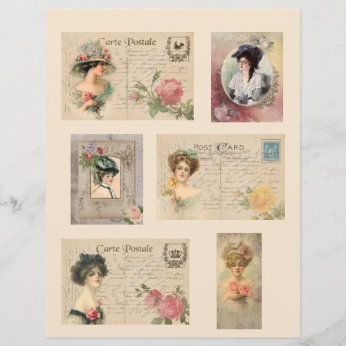 Vintage Victorian Ladies Postcards Scrapbook