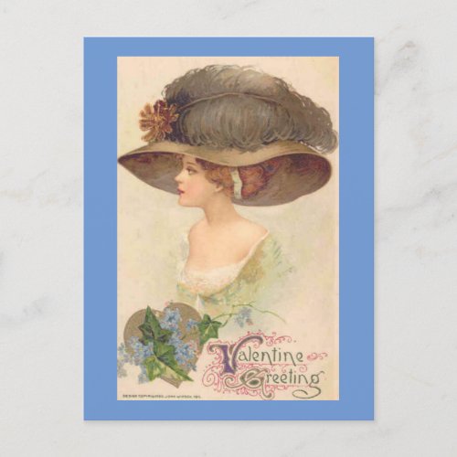 Vintage Victorian Ladly Valentne Postcard