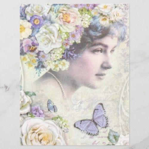 Vintage Victorian Lady Decoupage Scrapbook Paper