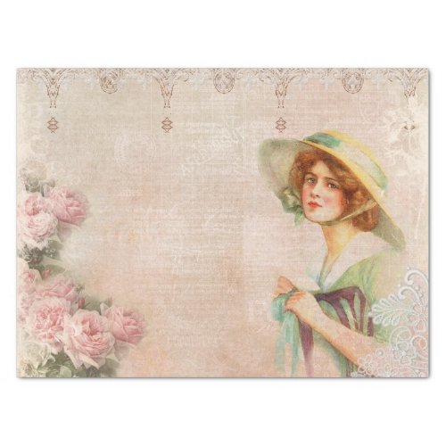 Vintage Victorian Lady Decoupage Tissue Paper