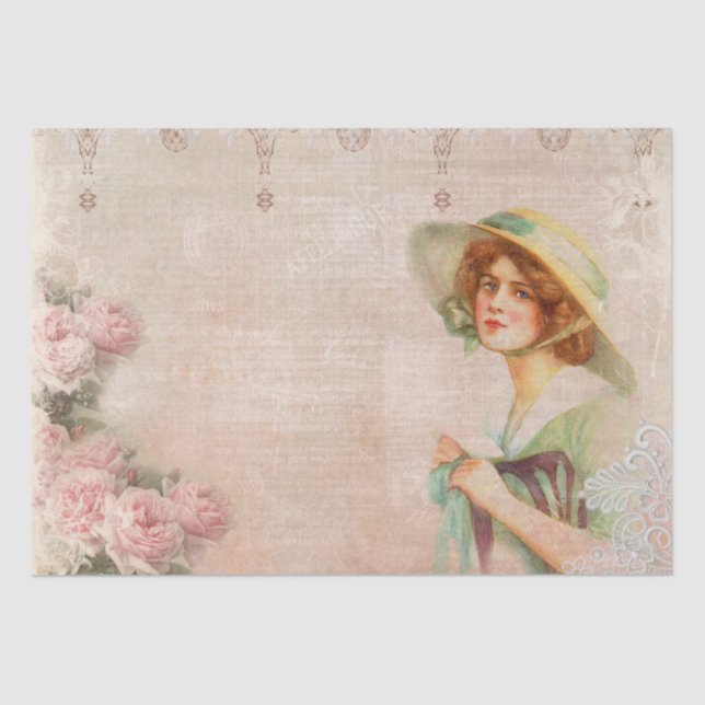 Vintage Victorian Lady Decoupage Tissue Paper (Front)