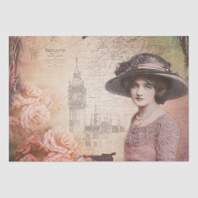 Vintage Victorian Lady Decoupage Tissue Paper (Front)