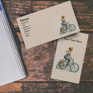 Vintage Victorian Lady Dog Bicycle Business Card