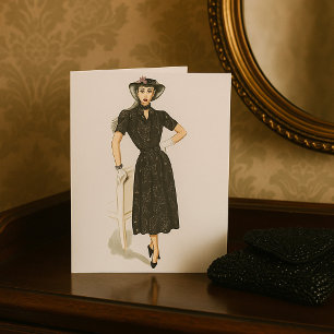 Vintage Victorian Lady Elegant Retro Fashion Card