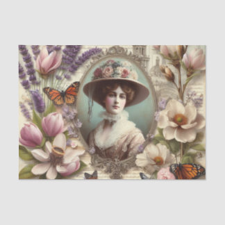 Vintage Victorian Lady Floral decoupage Tissue Paper