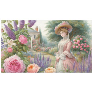 Vintage Victorian Lady Floral Garden decoupage Tablecloth
