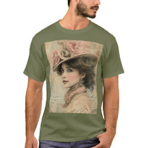 Vintage Victorian Lady Floral Hat Elegant Portrait
