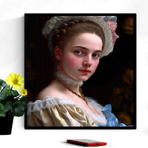 Vintage Victorian Lady Hat Rose Flower Poster