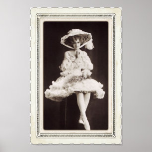 Vintage Victorian Lady In Ballet Dress B/W Poster