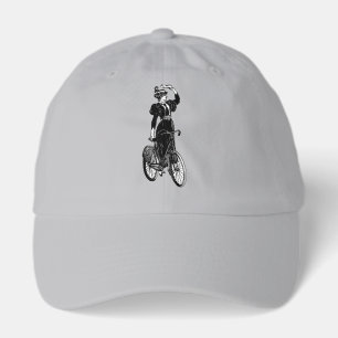 Vintage Victorian Lady on Bicycle Illustration Hat