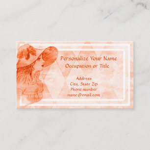 Vintage Victorian Lady Pink Orange Bonnet Unique Business Card