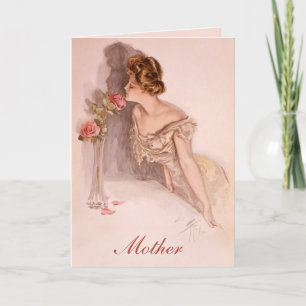 Vintage Victorian Lady Roses Mothers Day Card