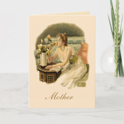 Vintage Victorian Lady Roses Mothers Day Card