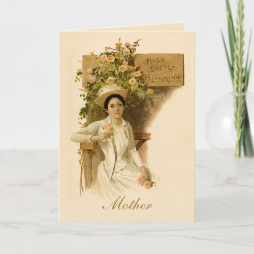 Vintage Victorian Lady Roses Mothers Day Card