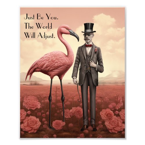 Vintage Victorian Man and Flamingo Photo Print