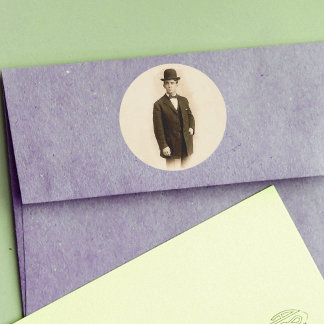 Vintage Victorian Man Suit Derby Hat Father Classic Round Sticker
