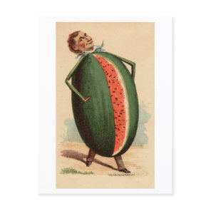 Vintage Victorian Man with Watermelon Body Postcard