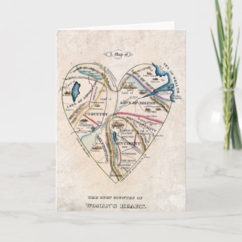 Vintage Victorian Map of a Womans Heart Holiday Card