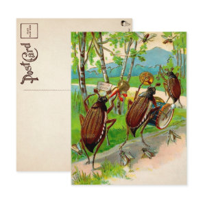 Vintage Victorian Marching Bugs Postcard