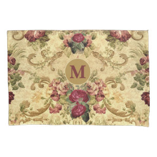 Vintage Victorian Mauve Roses with Gold Tapestry Pillow Case