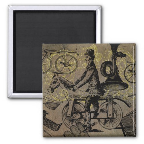 Vintage Victorian Men on Bicycles Ephemera Magnet