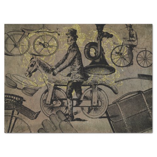 Vintage Victorian Men on Bicycles Ephemera Tissue Paper