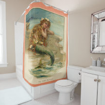 Vintage Victorian Mermaid Art Shower Curtain