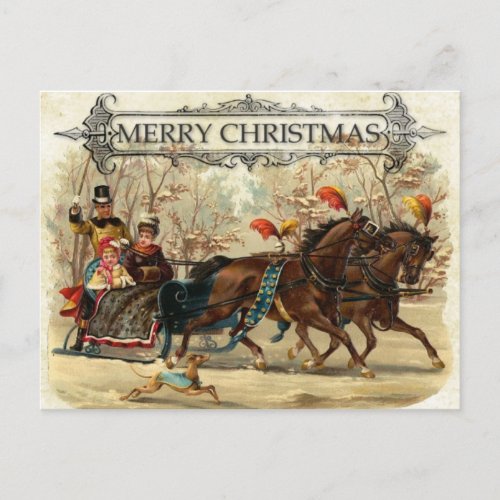 Vintage Victorian Merry Christmas  Holiday Postcard