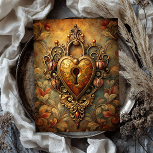 Vintage Victorian metal key lock ornate floral Tissue Paper