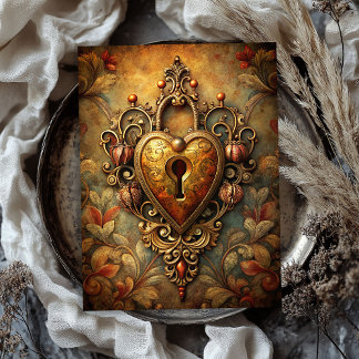 Vintage Victorian metal key lock ornate floral Tissue Paper