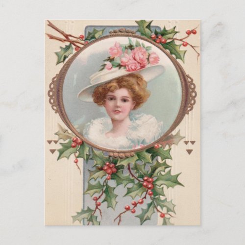 Vintage Victorian Mistletoe Berries Christmas Holiday Postcard