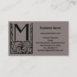 Vintage Victorian Monogram Art Deco Letter M Business Card