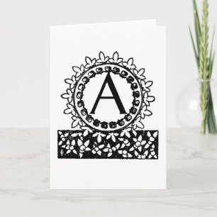 Vintage Victorian Monogram Letter A Note Card