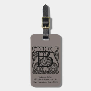 Vintage Victorian Monogram Letter B, Flowers Luggage Tag