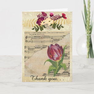 Vintage Victorian Music Romance Tulip GreetingCard Card